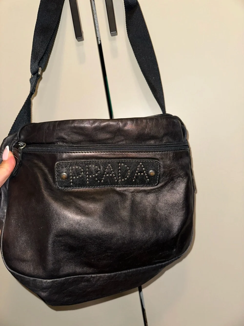 Prada Vintage 90’s Black Leather Crossbody Bag